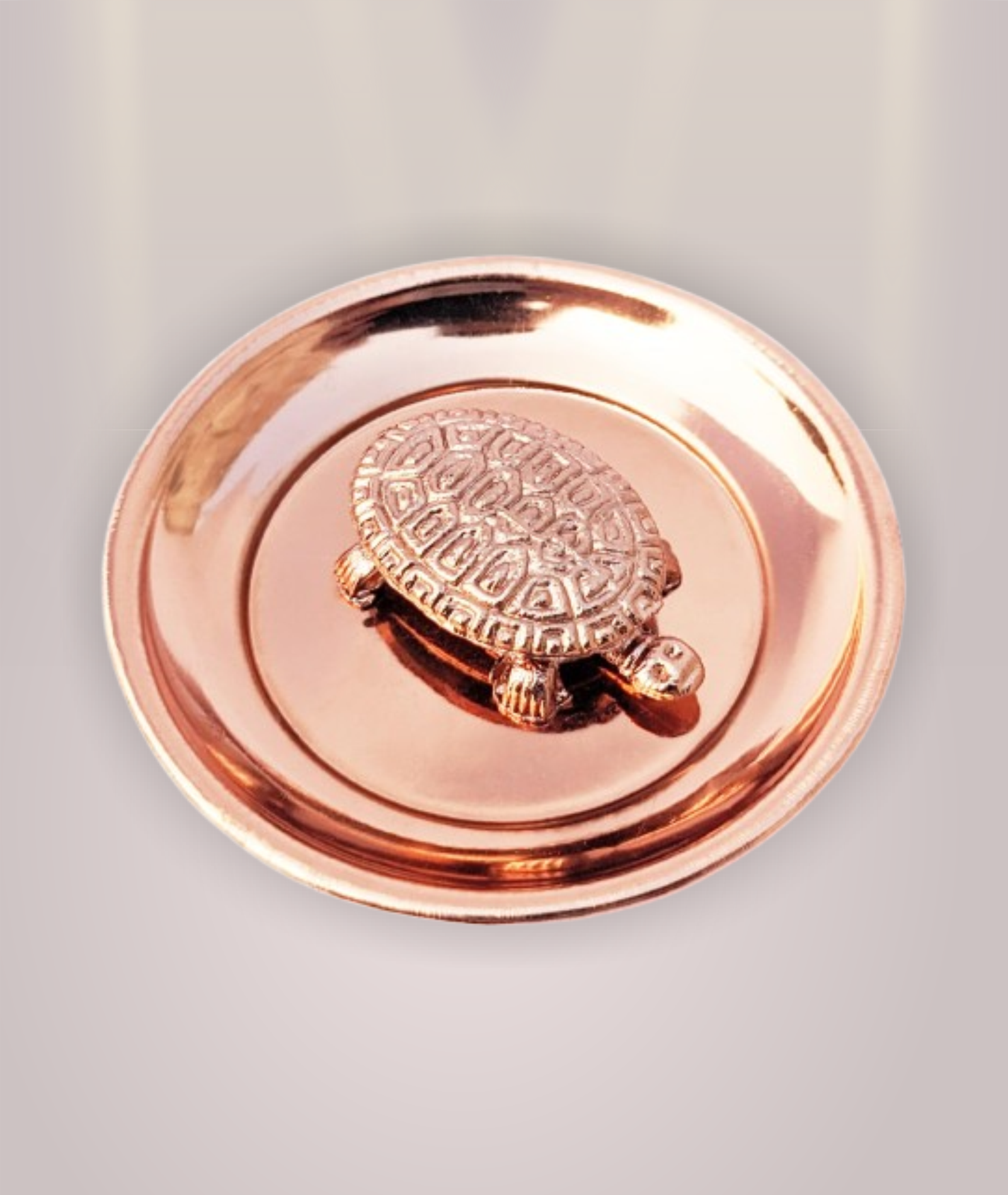 Copper Metal Feng Shui Vastu Turtle Tortoise with Plate (4-Inch)